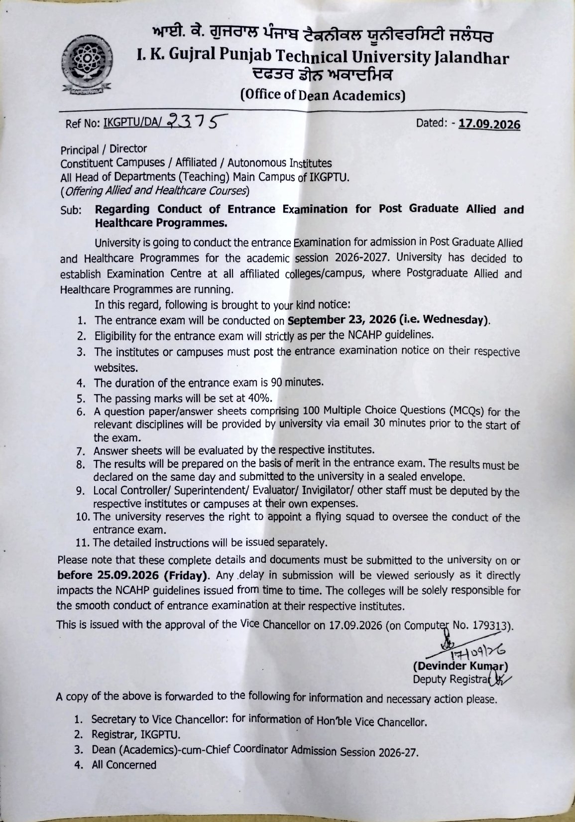M.Sc. MLS Notice Page 1